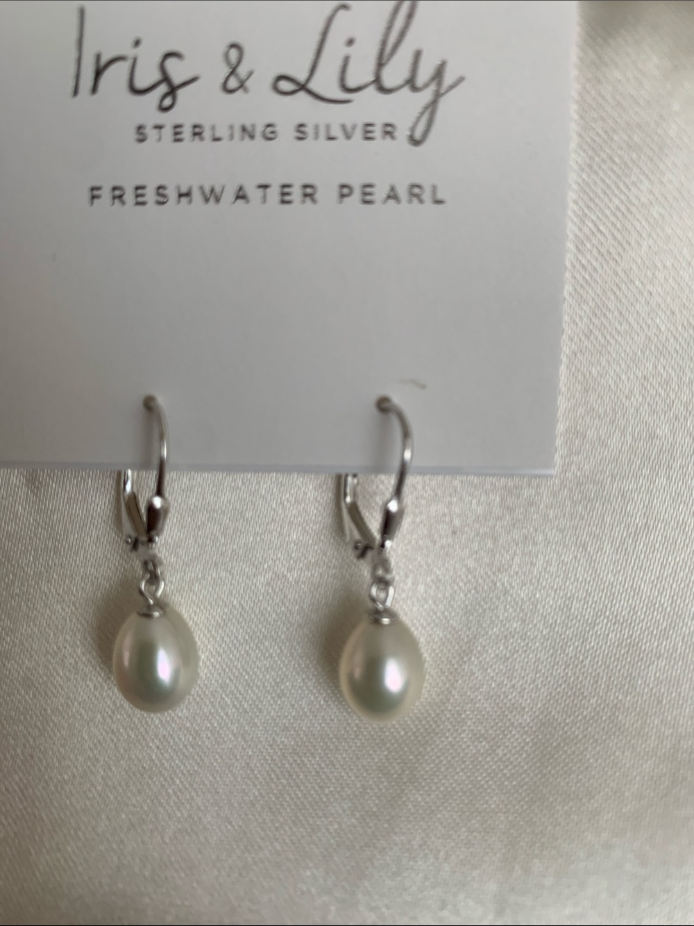 Sterling Silver Freshwater Pearl Drop Earrings - White